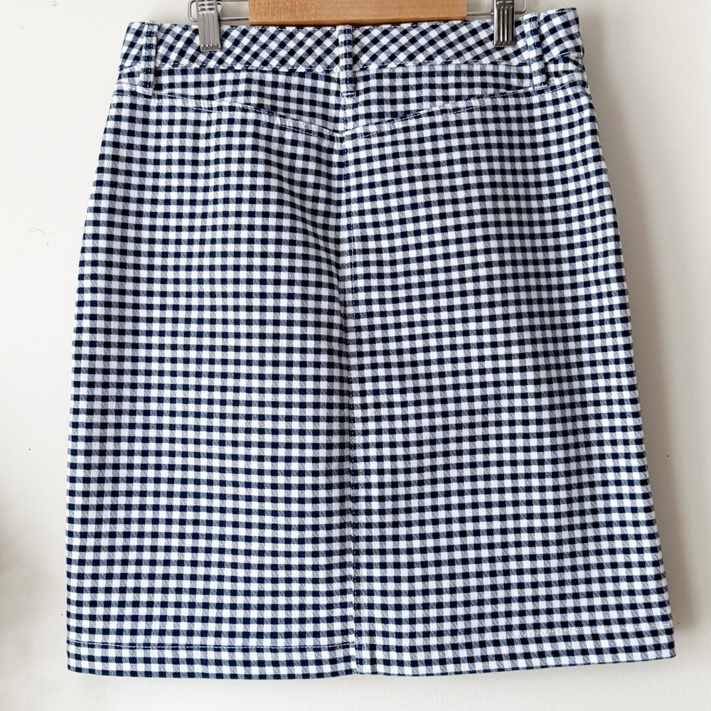 Talbots Navy and White Gingham Denim A-Line Skirt Size 2 Preppy Casual Coastal - Picture 4 of 12